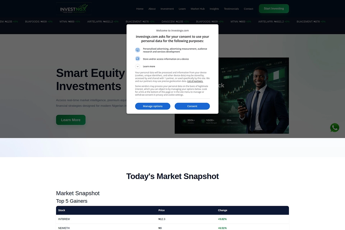 InvestNGX website